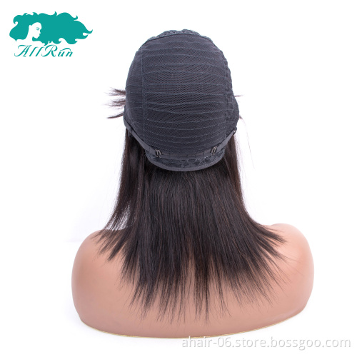 Soft And Cheap Machine 10A Nature Color Straight Wigs With Bang 12 Inch Brazilian Hair Wholesale In Stock,100% Human Hair
